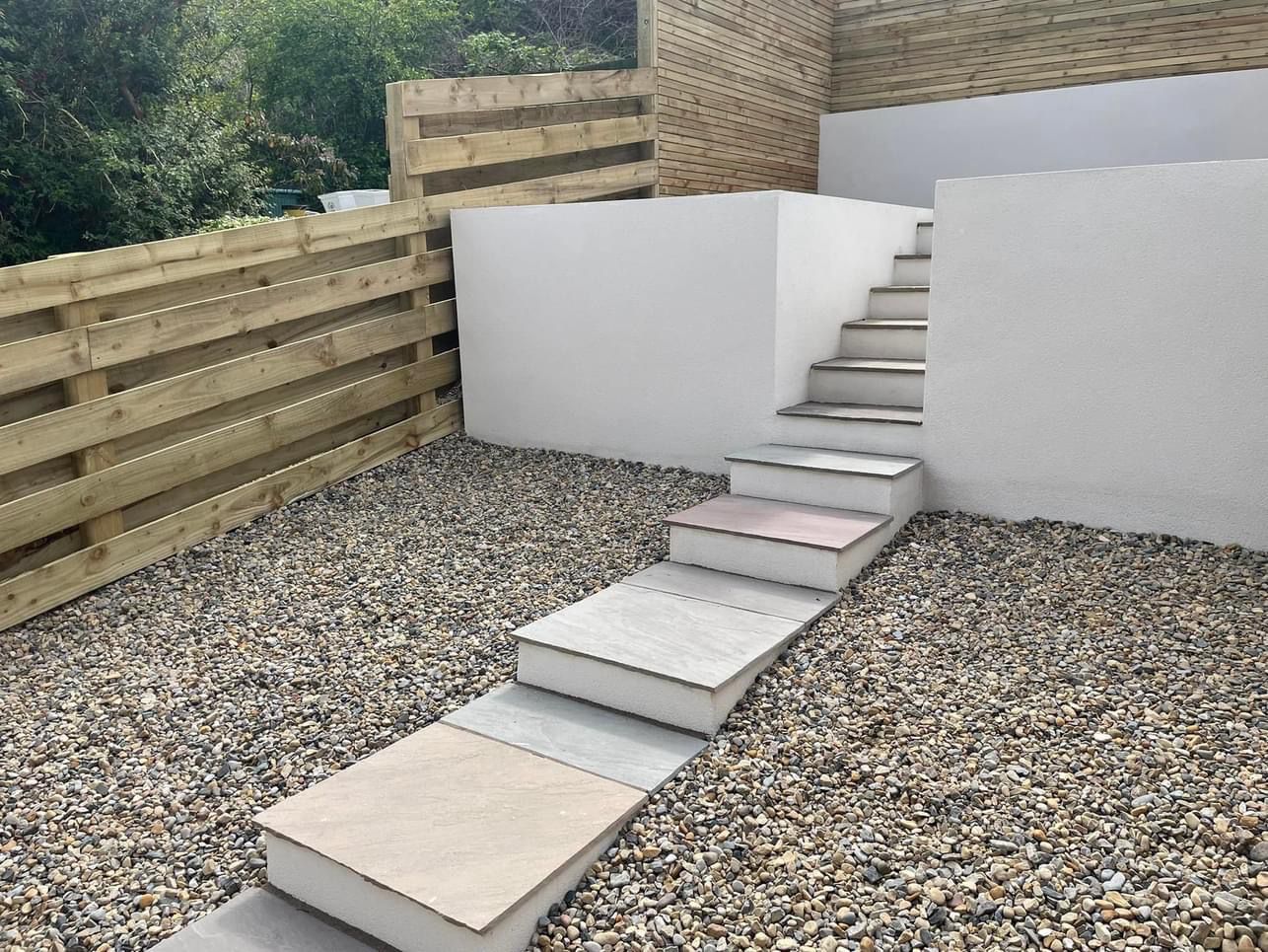 Steps leading to a raised patio